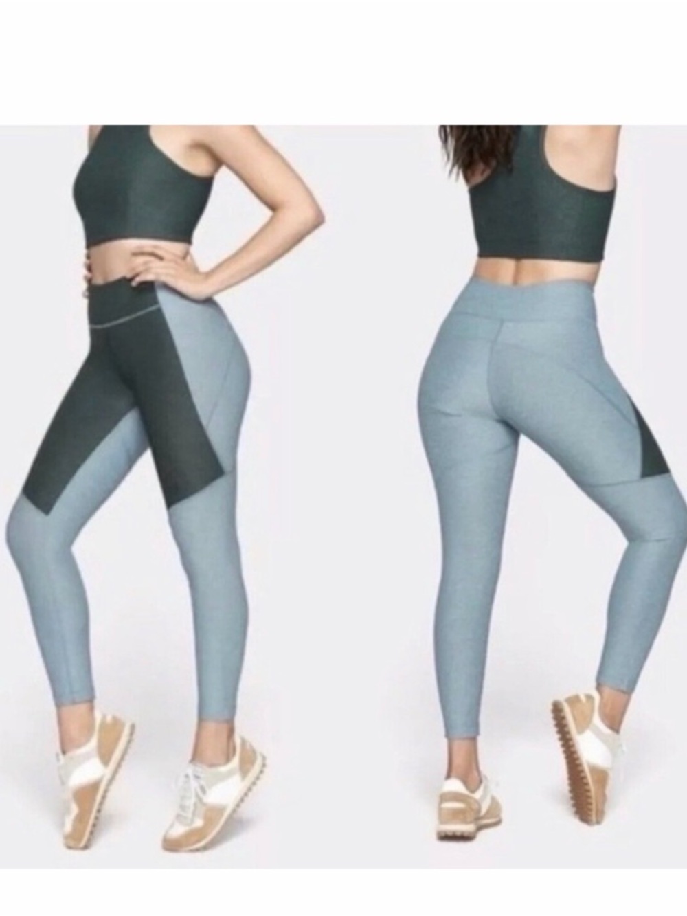 Outdoor Voices 3/4 Warmup Leggings - Slate & Hunter Green Size M